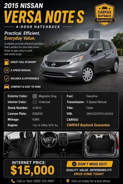 2015 Nissan Versa Note S (SR) for sale in Honolulu, HI