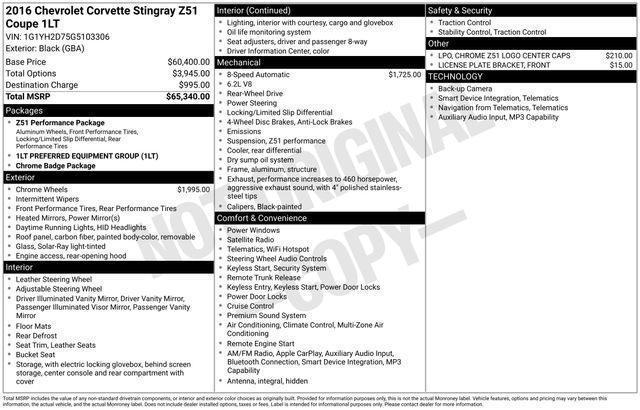 2016 Chevrolet Corvette Stingray Z51
