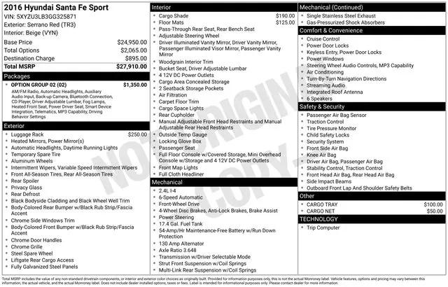 2016 Hyundai Santa Fe Sport 2.4L