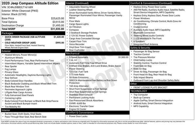 2020 Jeep Compass Altitude 4X4 2020 Jeep Compass Altitude 4X4