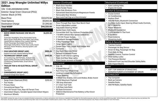 2021 Jeep Wrangler Unlimited Willys 4x4 2021 Jeep Wrangler Unlimited Willys 4x4