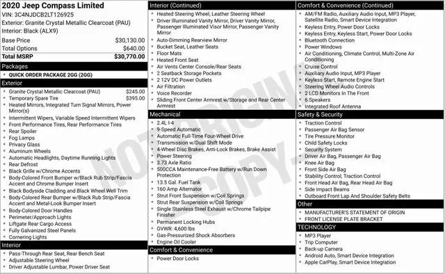 2020 Jeep Compass Limited 4X4 2020 Jeep Compass Limited 4X4