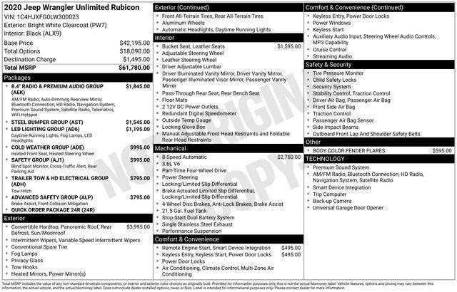 2020 Jeep Wrangler Unlimited Rubicon 4X4