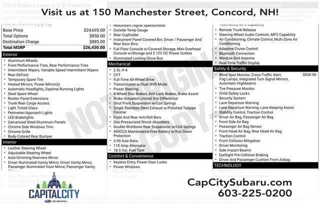 2019 Subaru Legacy 2.5i Premium for sale in Concord, NH