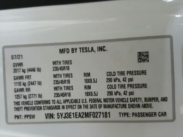 2021 Tesla Model 3 Standard Range Plus Rear-Wheel Drive