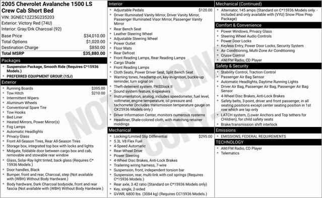 2005 Chevrolet Avalanche 1500 LS 2005 Chevrolet Avalanche 1500 LS