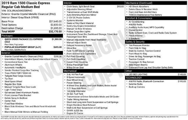 2019 Ram 1500 Classic Express Regular Cab 4x2 6'4" Box