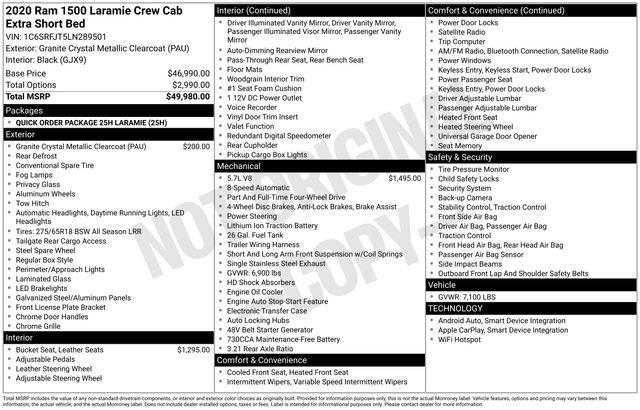 2020 RAM 1500 Laramie Crew Cab 4x4 57 Box