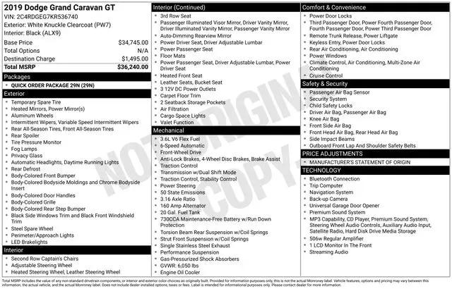 2019 Dodge Grand Caravan GT for sale in Monterey Park, CA