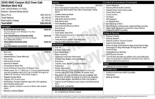 2020 GMC Canyon 4WD Crew Cab Short Box SLE