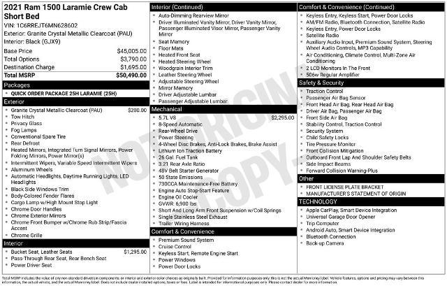 2021 Ram 1500 Laramie Crew Cab 4x2 5'7" Box