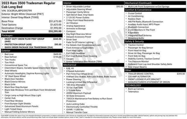 2023 Ram 3500 Tradesman Regular Cab 4x4 8' Box