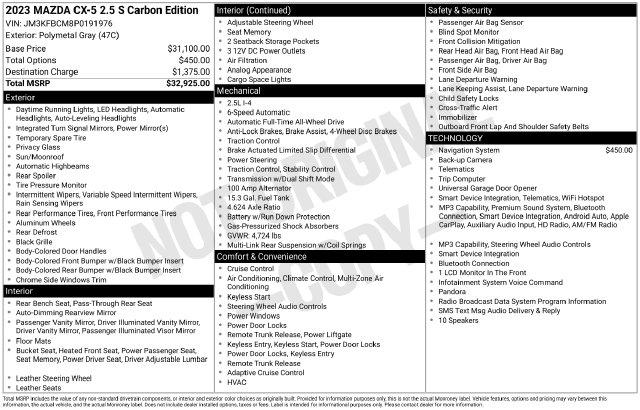2023 Mazda CX-5 2.5 S Carbon Edition for sale in Madison Heights, VA