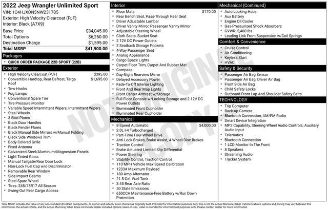 2022 Jeep Wrangler Unlimited Sport 4x4