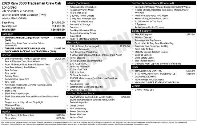 2020 RAM 3500 Tradesman Crew Cab 4x4 8 Box