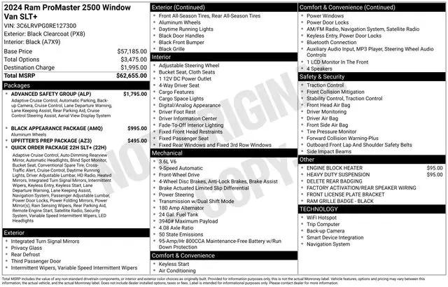 2024 Ram ProMaster 2500 Window Van High Roof 159" WB