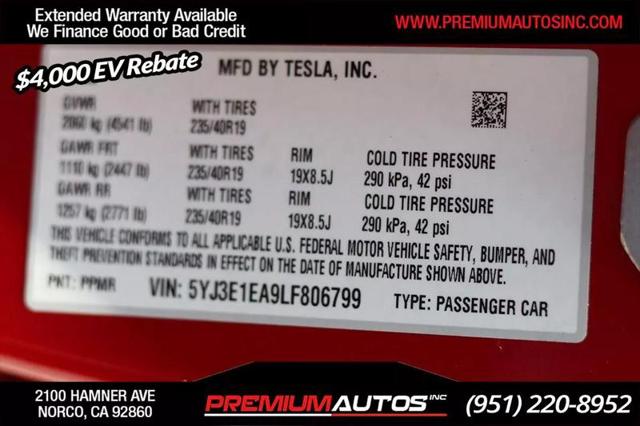 2020 Tesla Model 3 Standard Range Rear-Wheel Drive