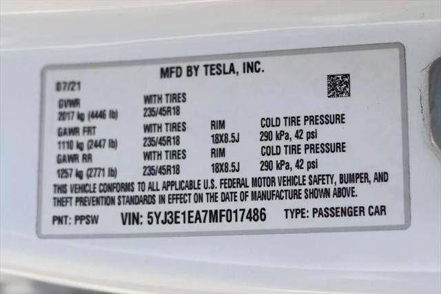 2021 Tesla Model 3 Standard Range Plus Rear-Wheel Drive