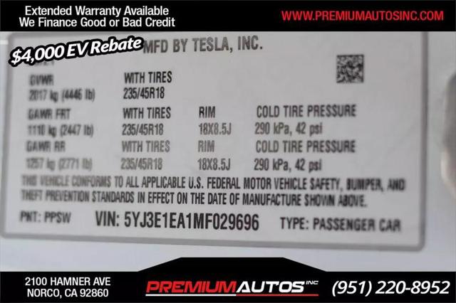 2021 Tesla Model 3 Standard Range Plus Rear-Wheel Drive