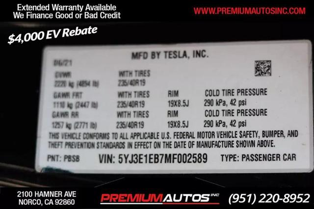 2021 Tesla Model 3 Long Range Dual Motor All-Wheel Drive