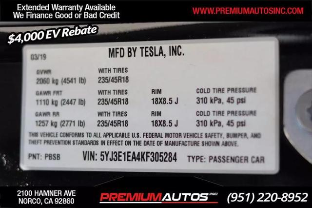 2019 Tesla Model 3 Standard Range Plus