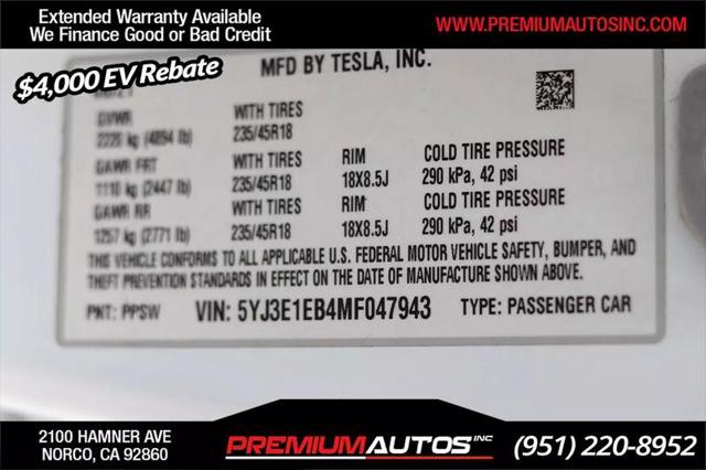 2021 Tesla Model 3 Long Range Dual Motor All-Wheel Drive