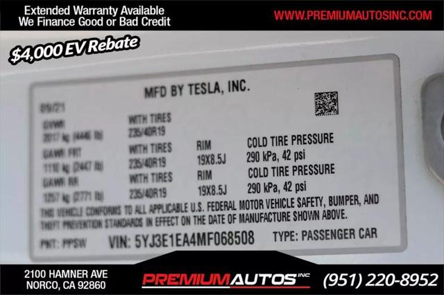 2021 Tesla Model 3 Standard Range Plus Rear-Wheel Drive