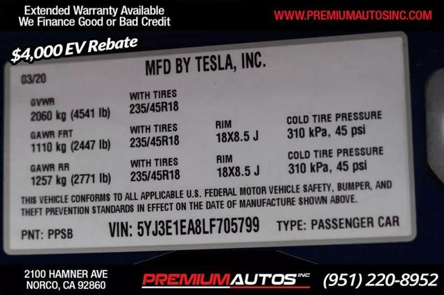 2020 Tesla Model 3 Standard Range Rear-Wheel Drive