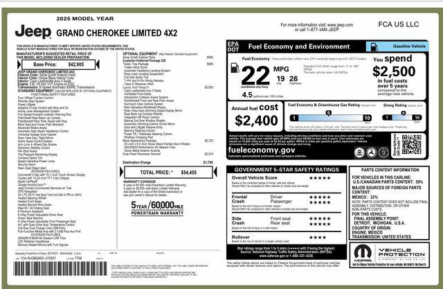 2025 Jeep Grand Cherokee Limited 4x2 for sale in Charlotte, NC