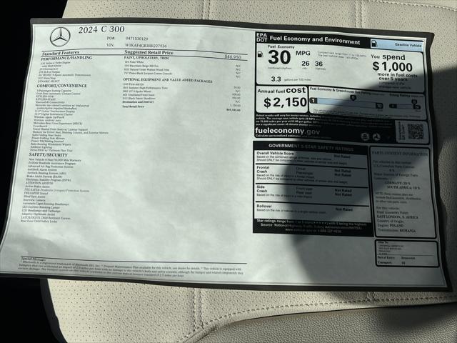 2024 Mercedes-Benz C-CLASS C 300 C 300