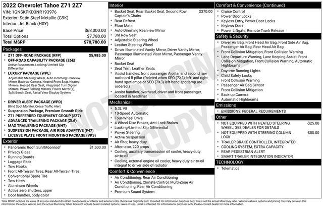 2022 Chevrolet Tahoe 4WD Z71