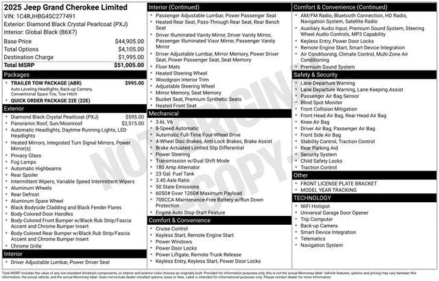 2025 Jeep Grand Cherokee GRAND CHEROKEE LIMITED 4X4 2025 Jeep Grand Cherokee GRAND CHEROKEE LIMITED 4X4