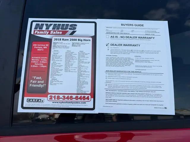 2018 Ram 2500 Big Horn Crew Cab 4x4 8' Box