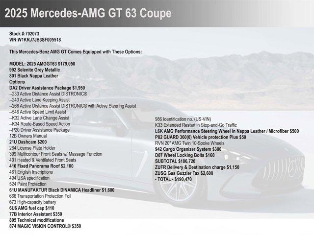 2025 Mercedes-Benz AMG GT 63 AMG GT 63