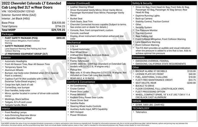 2022 Chevrolet Colorado 2WD Extended Cab Long Box LT