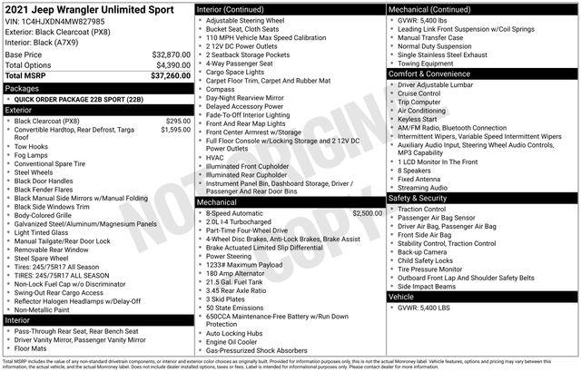 2021 Jeep Wrangler Unlimited Sport 4x4