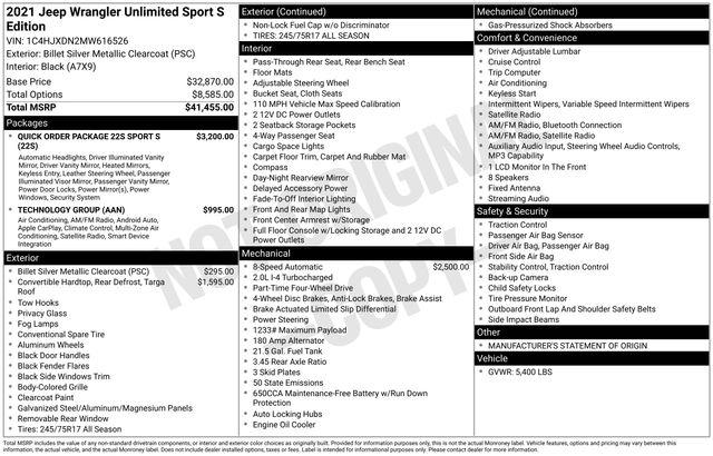 2021 Jeep Wrangler Unlimited Sport S 4x4