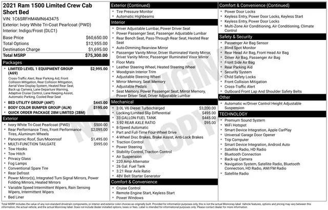 2021 Ram 1500 Limited Crew Cab 4x4 5'7" Box