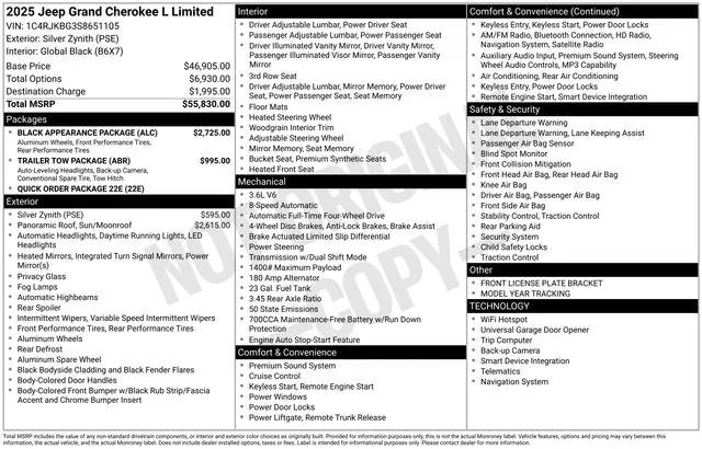 2025 Jeep Grand Cherokee GRAND CHEROKEE L LIMITED 4X4 2025 Jeep Grand Cherokee GRAND CHEROKEE L LIMITED 4X4