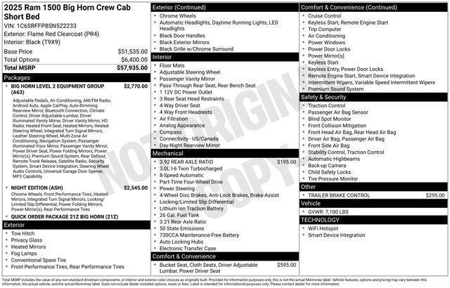 2025 RAM 1500 Big Horn Crew Cab 4x4 57 Box
