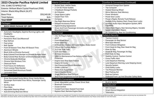 2023 Chrysler Pacifica Hybrid Limited 2023 Chrysler Pacifica Hybrid Limited