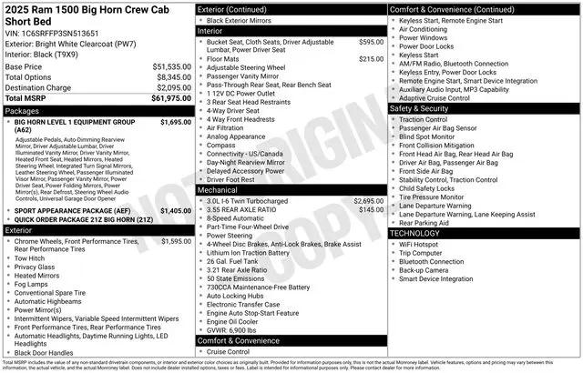2025 Ram 1500 Big Horn Crew Cab 4x4 57 Box