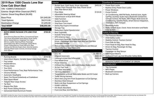 2019 RAM 1500 Classic Lone Star Crew Cab 4x4 57 Box 2019 RAM 1500 Classic Lone Star Crew Cab 4x4 57 Box