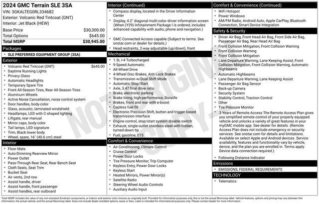 2024 GMC Terrain AWD SLE