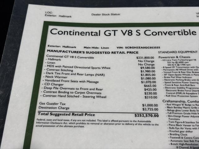 2016 Bentley Continental GT V8 S