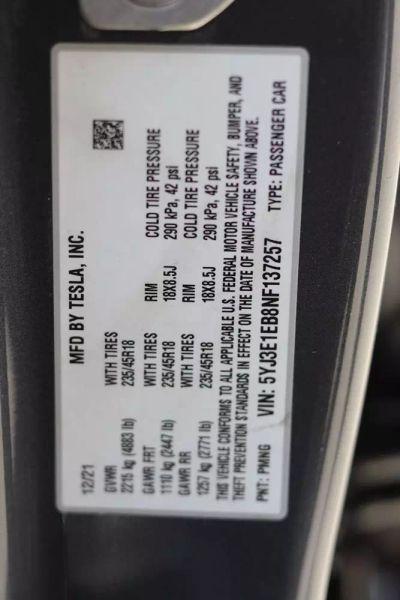 2022 Tesla Model 3 Long Range Dual Motor All-Wheel Drive