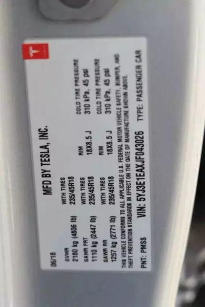 2018 Tesla Model 3 Long Range