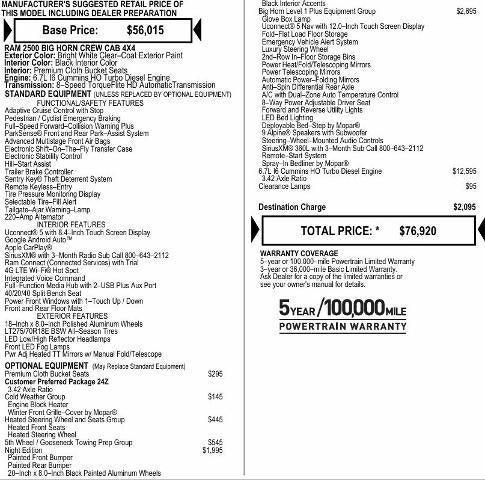 2025 RAM Ram 2500 RAM 2500 BIG HORN CREW CAB 4X4 64 BOX 2025 RAM Ram 2500 RAM 2500 BIG HORN CREW CAB 4X4 64 BOX