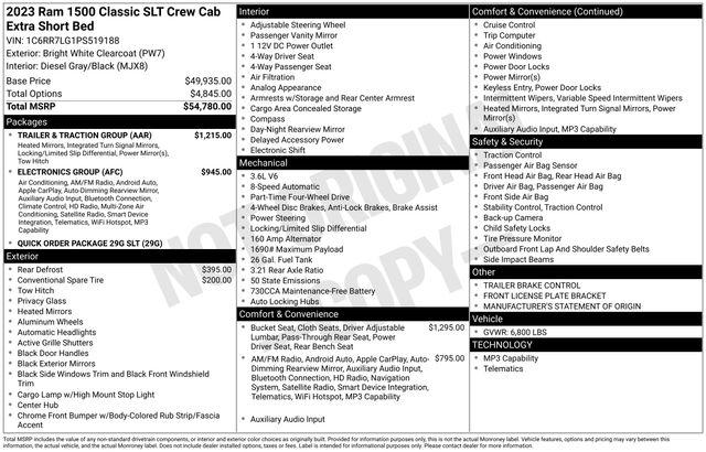 2023 RAM 1500 Classic SLT Crew Cab 4x4 57 Box