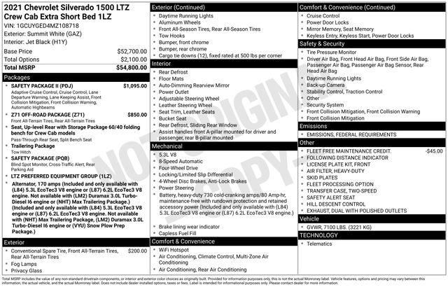 2021 Chevrolet Silverado 1500 4WD Crew Cab Short Bed LTZ